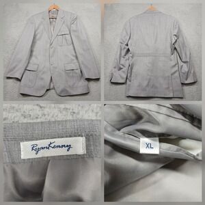 Ryan Keman Men's Blazer XL Gray Safari Sport Coat Patch Pockets Belt Back